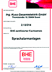BHE zertifizierter Fachbetrieb für Sprachalarmanlagen